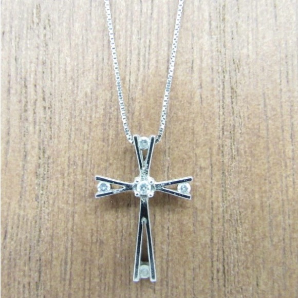 10K Gold Necklace with 10K Gold and Diamond Cross Pendant - Picture 6 of 6
